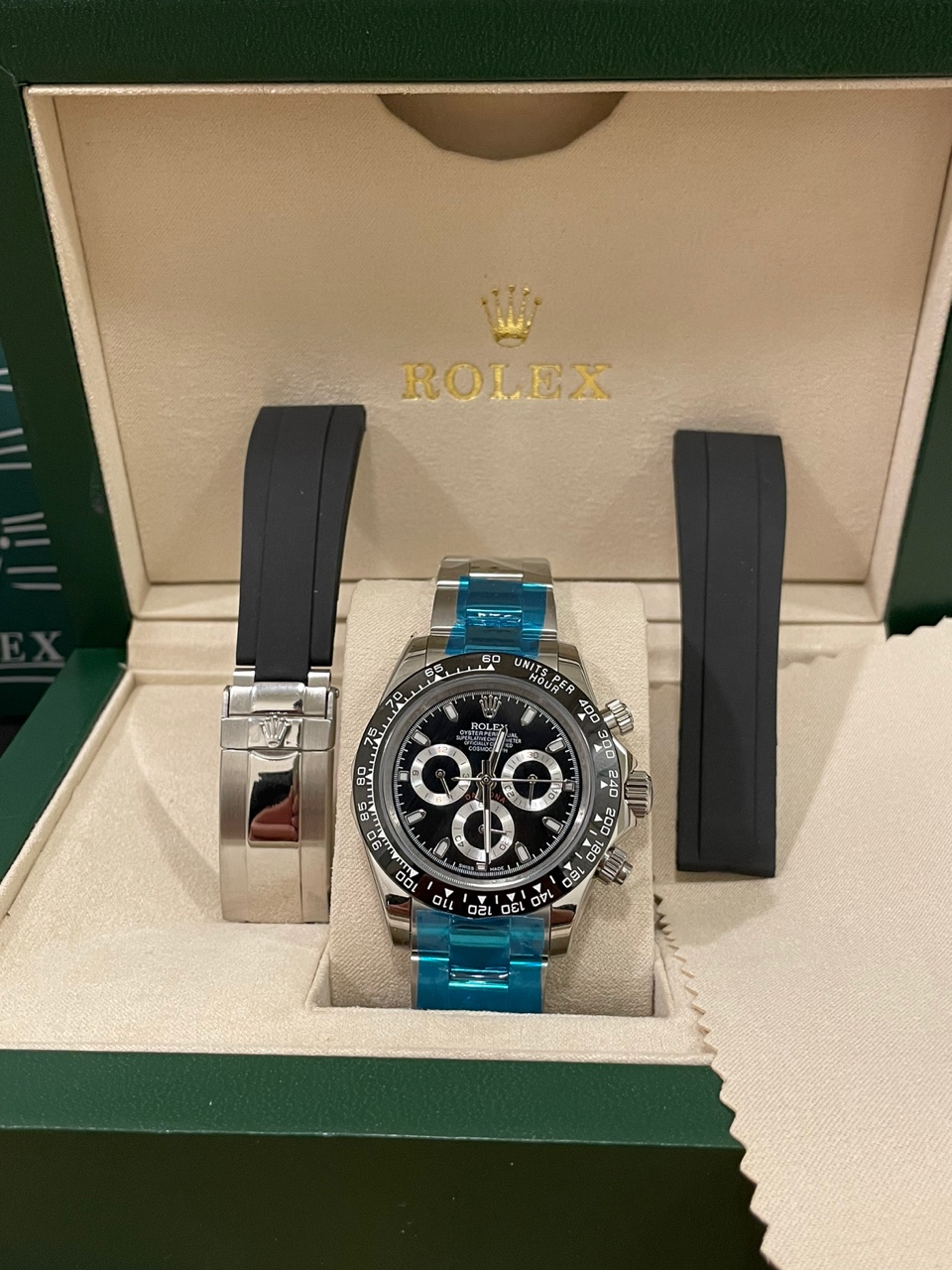 로렉스 데이토나 검판 스틸+우레탄 여분줄+정품급 풀박스