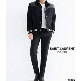 YSL 입생로랑 숄더 레더 바시티 자켓