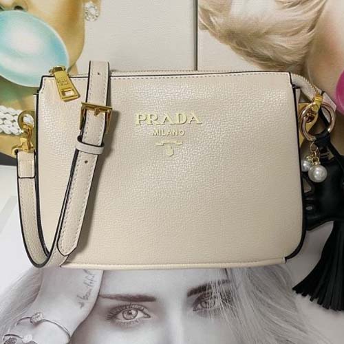 프라다 소가죽 3단 크로스백