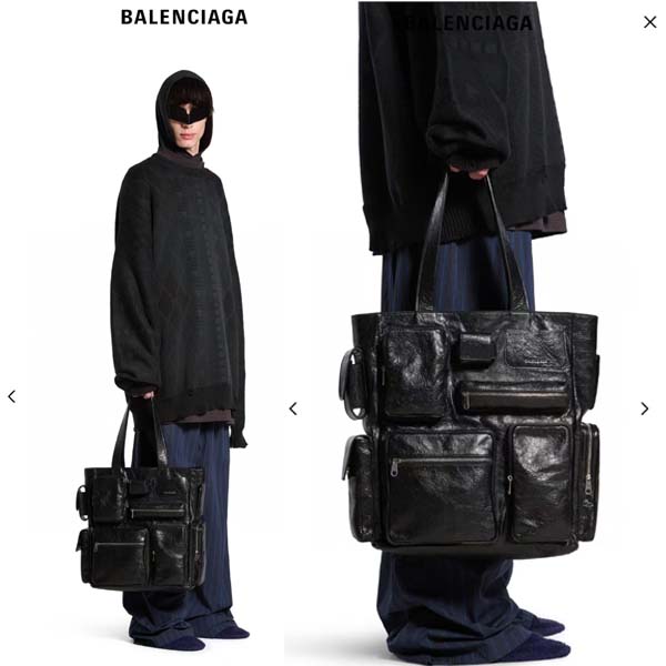 발렌시아가 로고 Superbusy 레더 토트백