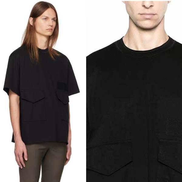 25년 사카이 블랙 플랩 포켓 라운드 반팔티셔츠 0609