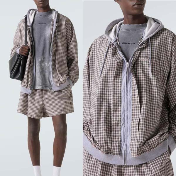 25년 발렌시아가 로고 스트라이프 후드 재킷 0703