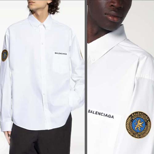25년 발렌시아가 Uniform Patch 화이트 셔츠 0813