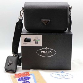 프라다 로고 사피아노 가죽 숄더백 크로스백