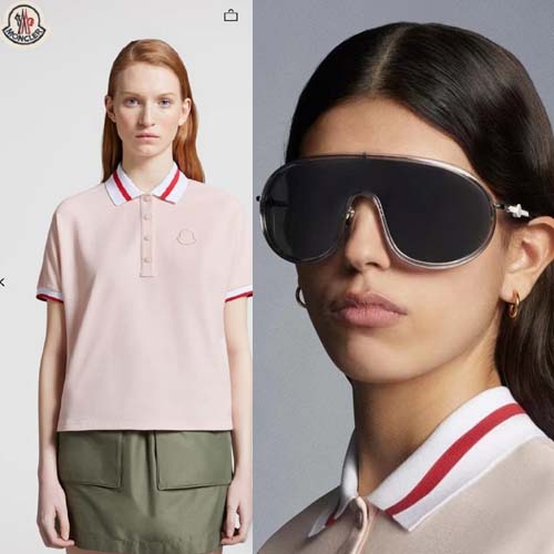 몽클레어 로고 자수 여성 폴로 반팔티셔츠