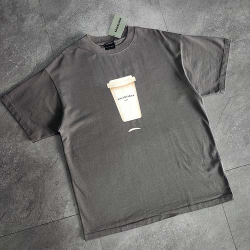 발렌시아가 로고 커피보틀 라운드 티셔츠 2종