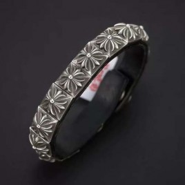 크롬하츠 로고 레더 925 통실버 Bracelet 0831