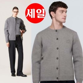 25년 미우미우 로고 울 앤 나일론 니트 가디건 그레이 0905