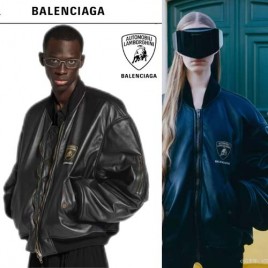 25년 발렌시아가 x 람보르기니 로고 레더 봄버 재킷 0907