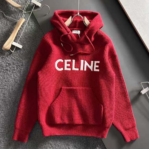 25년 셀린느 로고 리브드 골지 울 후드 스웨터 2종 0907