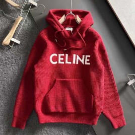 25년 셀린느 로고 리브드 골지 울 후드 스웨터 2종 0907