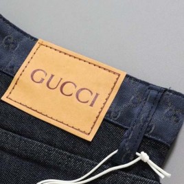 구찌 수입 포켓 GG 패턴 데님 팬츠