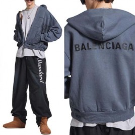 발렌시아가 백 집업 후디 페이디트 다크블루