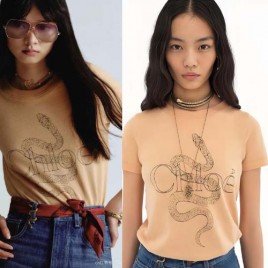 끌로에 로고 스네이크 라운드 반팔 티셔츠