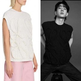 25년 로에베 울 Cable-Knit Anagram 스웨터 Vest 2종 0914