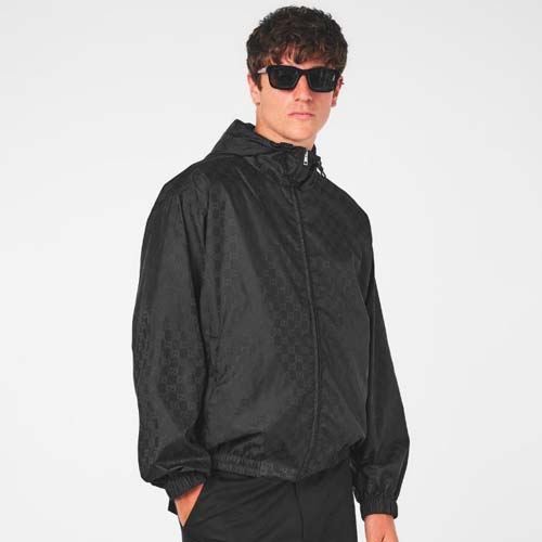 구찌 GG 모노그램 후드 윈드브레이커 블랙