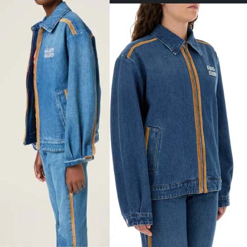 25년 미우미우 로고 데님 & 레더 Blouson 재킷  0923