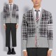 2025 톰브라운 4바 캐시미어 울 자카드 체크 펀믹스 가디건