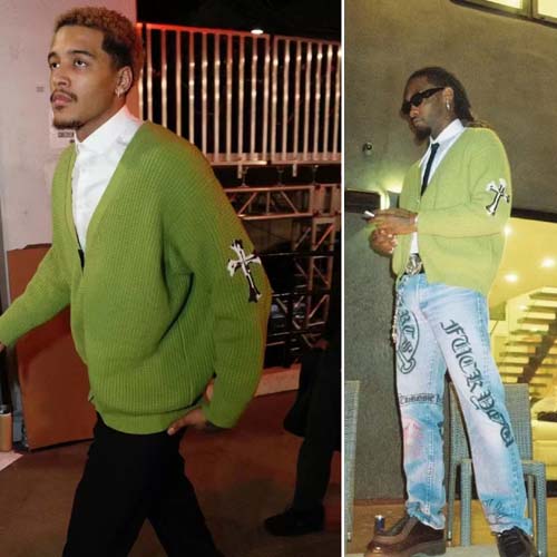 크롬하츠 올리브 Cross Patch 가디건 스웨터