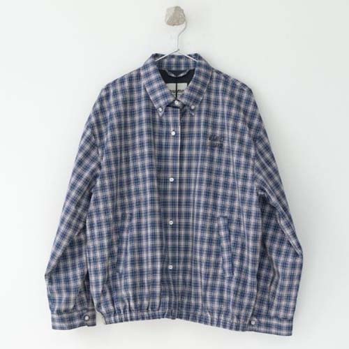 25년 미우미우 체크 라이트 블루종 자켓