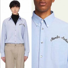 25년 몽클레어 자수 로고 옥스포드 코튼 셔츠 1029