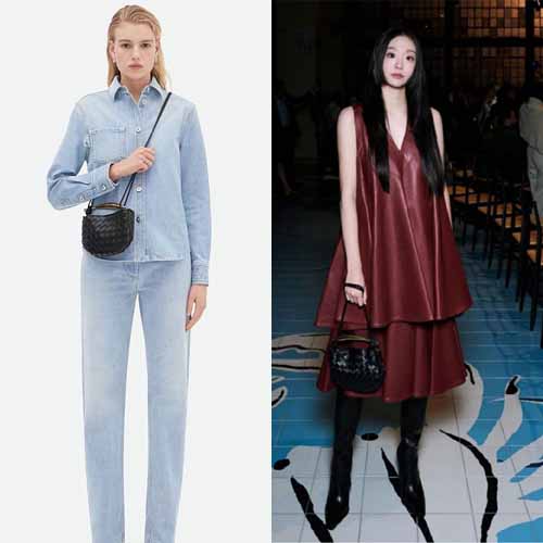 보테가베네타 사르딘 레더 블랙 숄더백