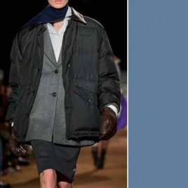 25년 미우미우 로고 레더 카라 다운 패딩