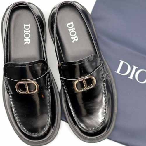 디올 금장로고 익스플로러 레더 로퍼