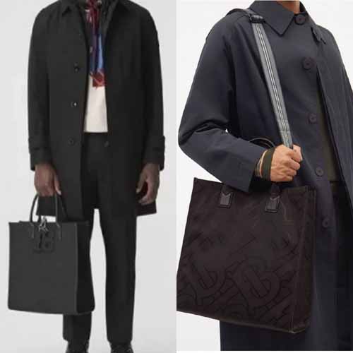 버버리 로고 자카드 패턴 토트 크로스백