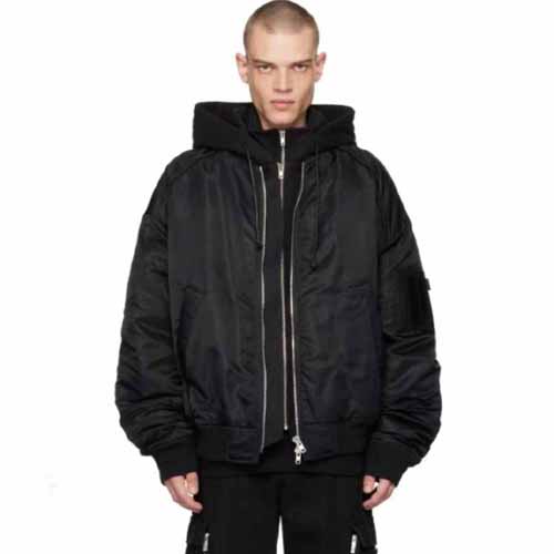 25년 준지 나일론 저지 후드 디테처블 MA-1 블랙 점퍼 1119