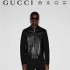 구찌 로고 나파 레더 미치 니트 봄버 재킷