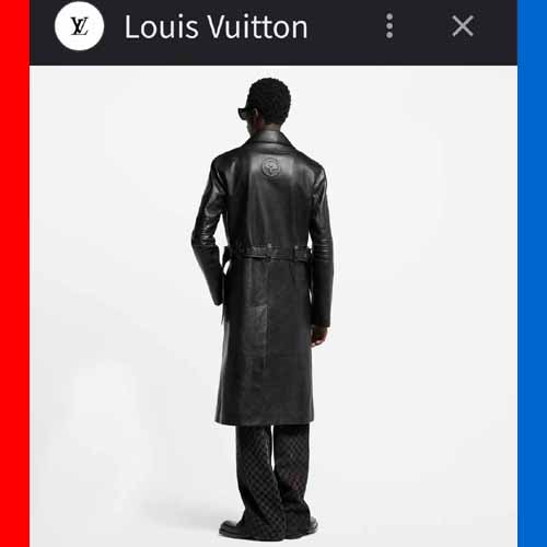 루이비통 레더 더블 브레스트 블랙 코트 1204