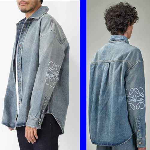 25년 로에베 자수 로고 아나그램 데님 오버셔츠 재킷 1214