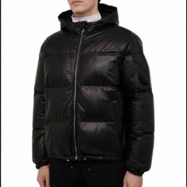 프라다 로고 레더 다운 점퍼
