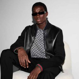 구찌 로고 레더 재킷