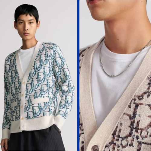 디올 오블리크 베이지 브라운 울 자카드 카디건 2종