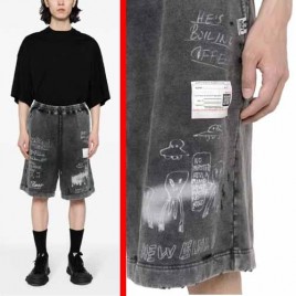 미하라야스히로 스케치 그래픽 블랙 워시드 팬츠 0102