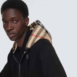 버버리 체크 후디 코튼 지퍼 집업