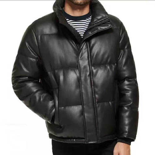 프라다 레더 다운 블랙 점퍼