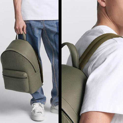 디올 라이더 레더 카키 백팩