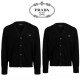 프라다 삼각로고 플레이트 커플 블랙 카디건