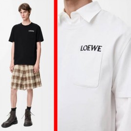 26ss 로에베 자수로고 라운드 포켓 반팔 티셔츠 2종 0120