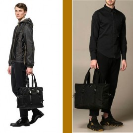 프라다 로고 리나일론 버클 블랙 토트백