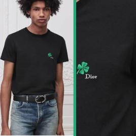 26ss 디올 클로버 자수 라운드 반팔 티셔츠 0123