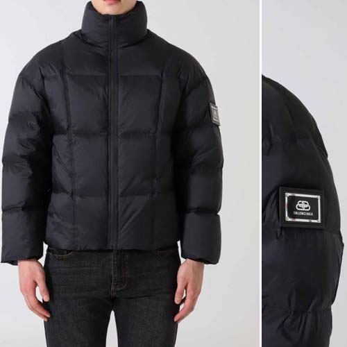 발렌시아가 플레이트 로고 블랙 다운 점퍼