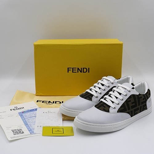 펜디 FF 로고 레더 화이트 스니커즈