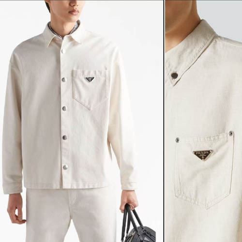 26ss 프라다 삼각로고 플라크 셔츠 재킷 0217