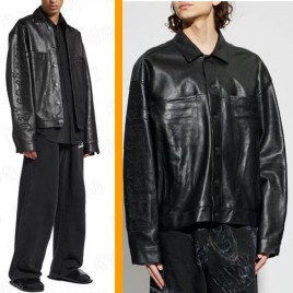 25FW 발렌시아가 블랙 그레인 소프트 레더 재킷 0224