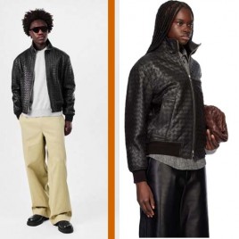 보테가베네타 인트레치아토 가죽 블루종 블랙 재킷