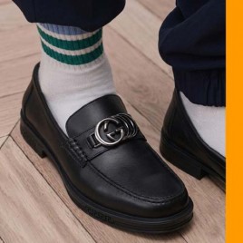 구찌 GG 엠블럼 레더 블랙 로퍼